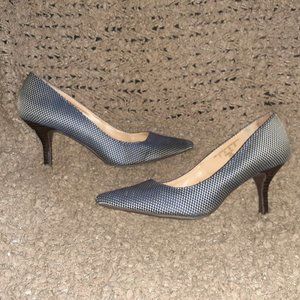CHARLES JOURDAN-Teresa-Blue/Grey Fabric Upper-Pumps-Sz 6-Excellent